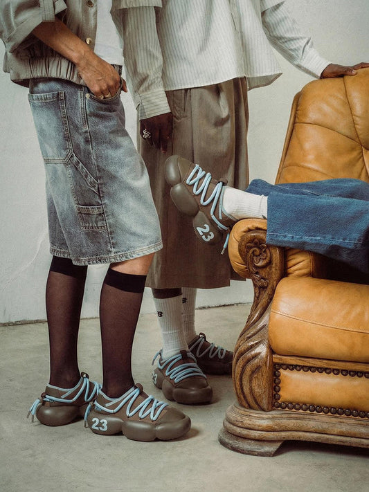 Sculpted-Sole Leather Summer Sneakers