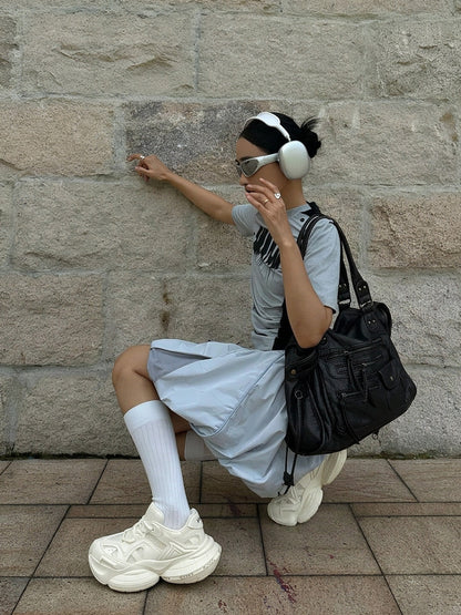 White Sculpted-Sole Chunky Sneakers