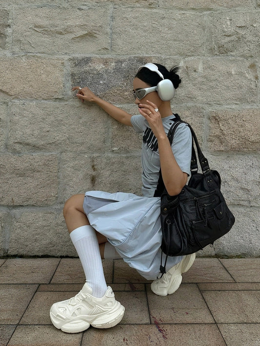 White Sculpted-Sole Chunky Sneakers