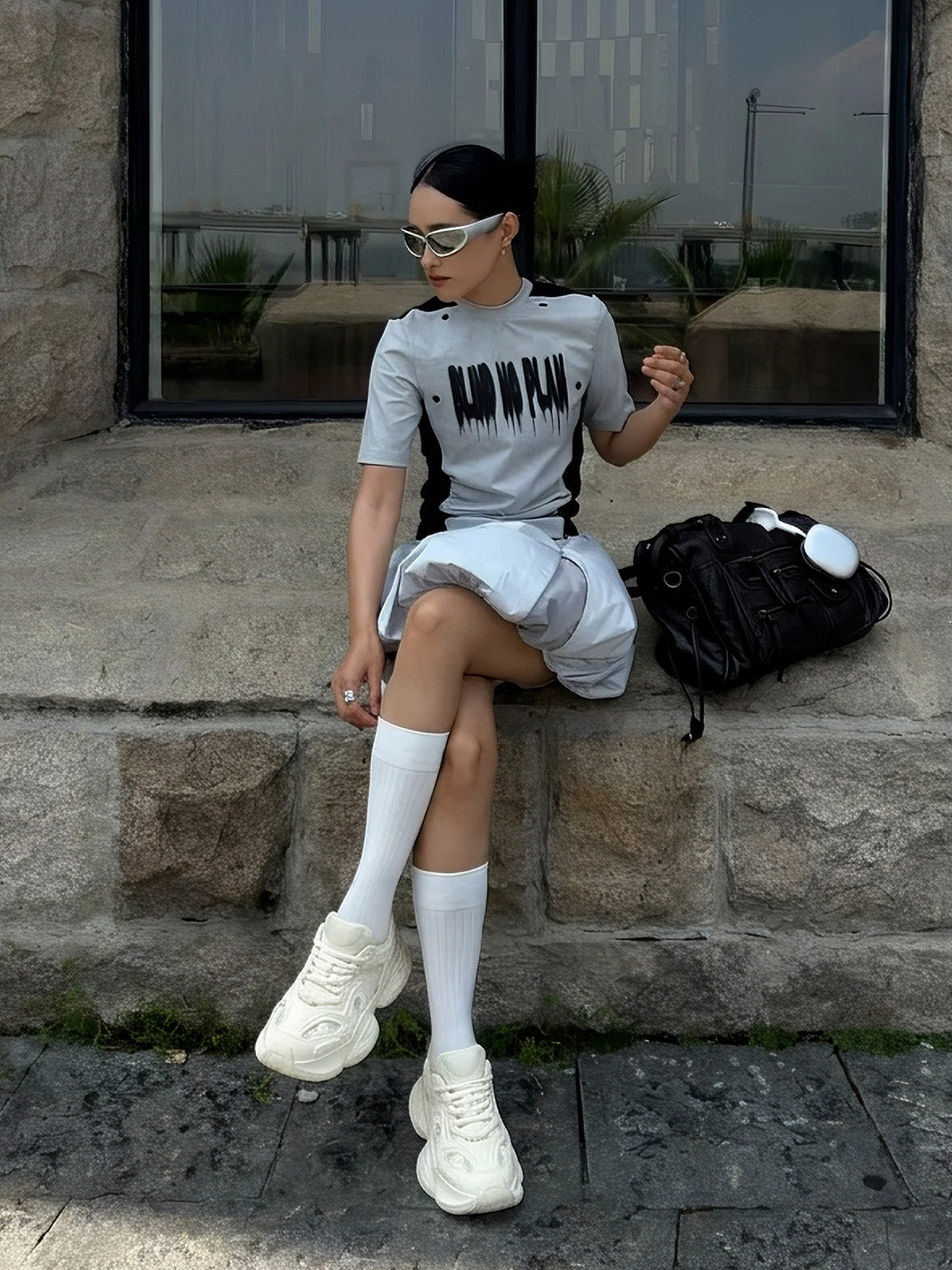 White Sculpted-Sole Chunky Sneakers