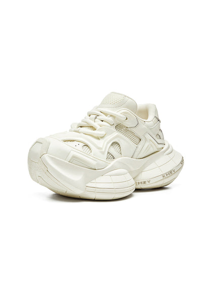 White Sculpted-Sole Chunky Sneakers