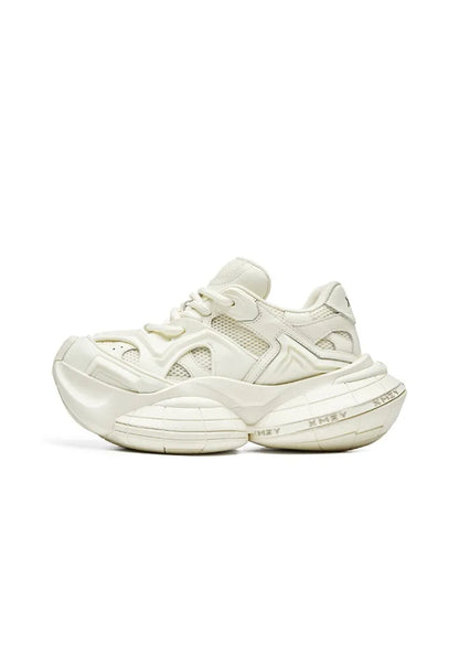 White Sculpted-Sole Chunky Sneakers