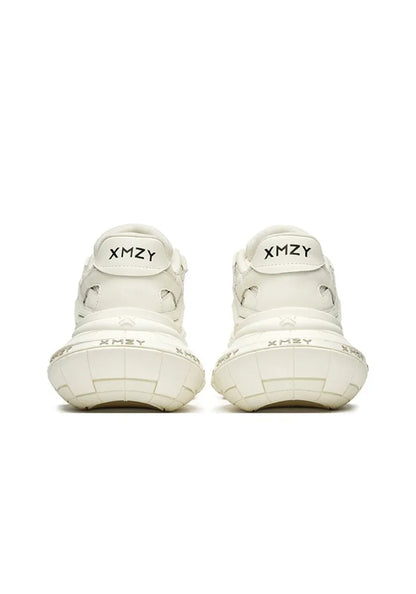 White Sculpted-Sole Chunky Sneakers