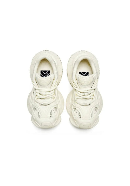 White Sculpted-Sole Chunky Sneakers