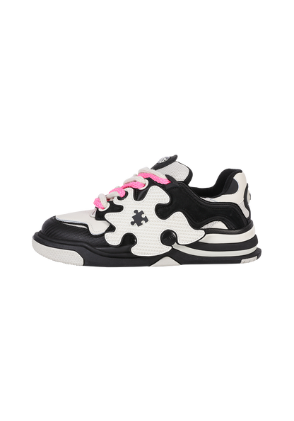 Puzzle-Panel Suede Skate Sneakers