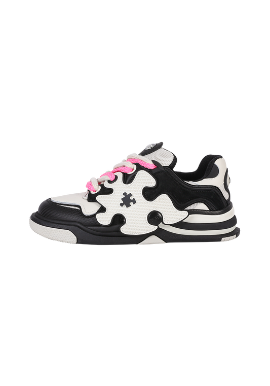 Puzzle-Panel Suede Skate Sneakers