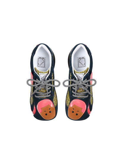 Playful Patchwork Sculpted-Sole Sneakers