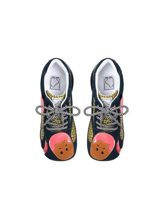 Playful Patchwork Sculpted-Sole Sneakers