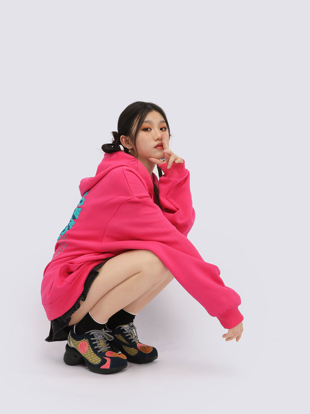 Playful Patchwork Sculpted-Sole Sneakers