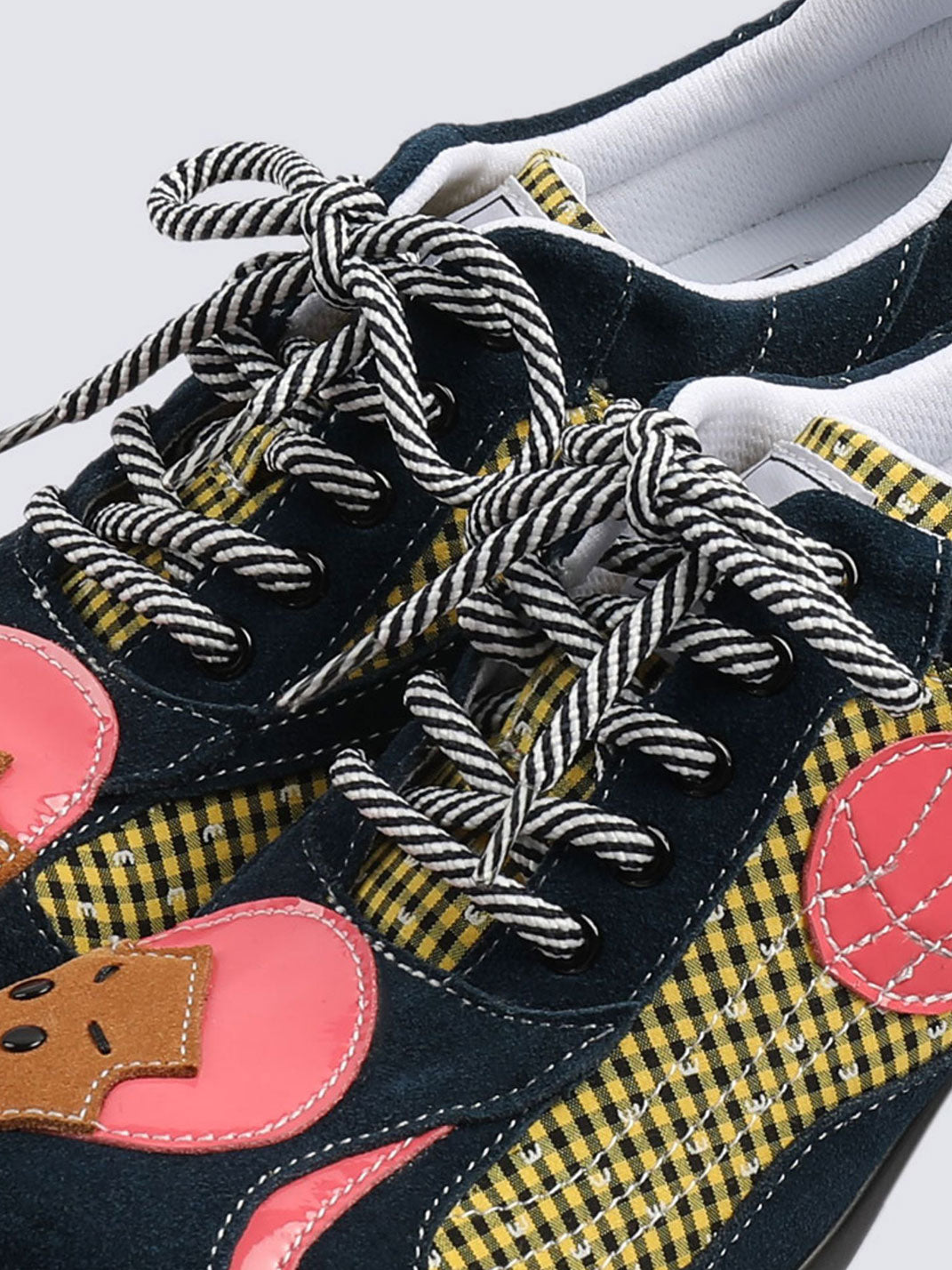 Playful Patchwork Sculpted-Sole Sneakers