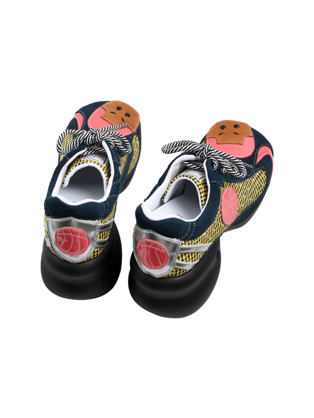 Playful Patchwork Sculpted-Sole Sneakers