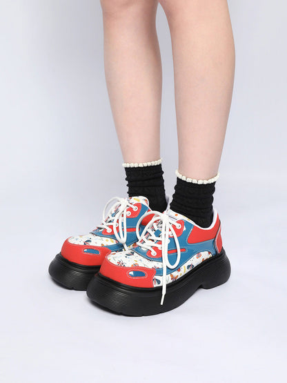 Butterfly-Panel Platform Lace-Up Derby Shoes