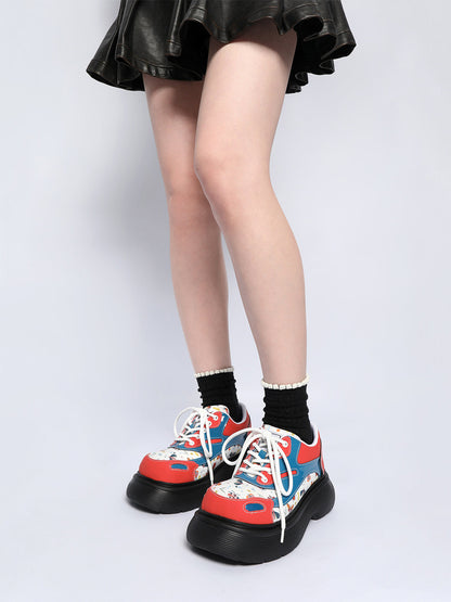 Butterfly-Panel Platform Lace-Up Derby Shoes