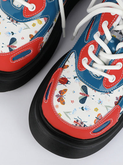 Butterfly-Panel Platform Lace-Up Derby Shoes