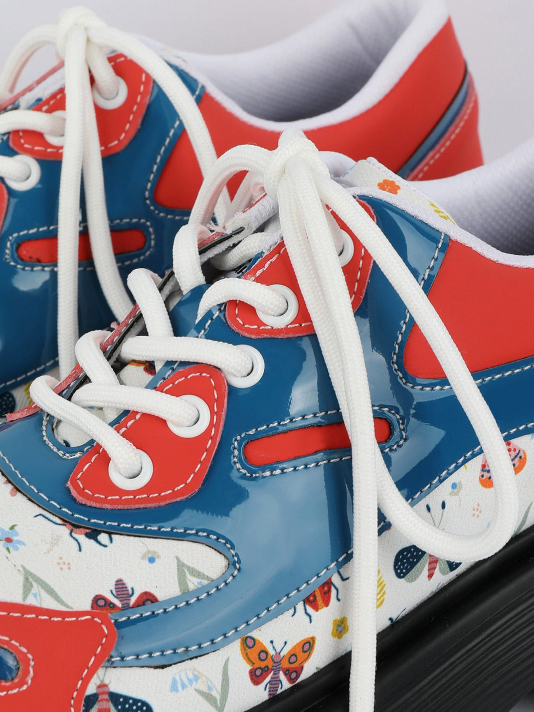 Butterfly-Panel Platform Lace-Up Derby Shoes