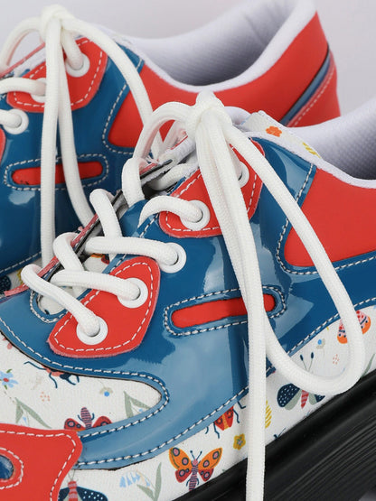 Butterfly-Panel Platform Lace-Up Derby Shoes