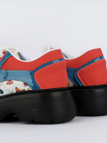 Butterfly-Panel Platform Lace-Up Derby Shoes