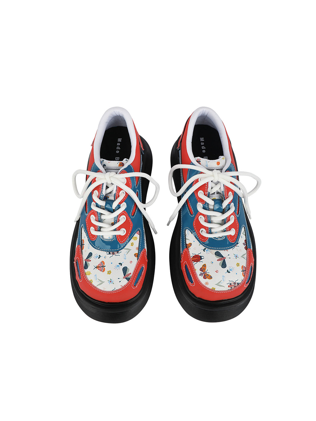 Butterfly-Panel Platform Lace-Up Derby Shoes
