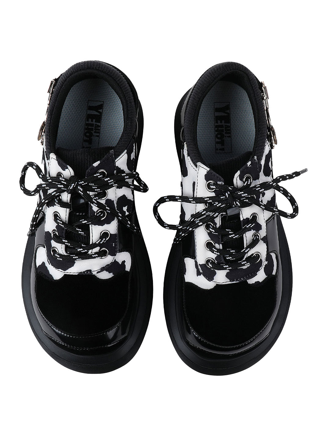 Cow-Print Buckled Platform Mary Janes