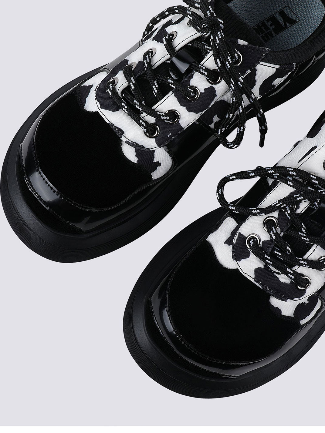 Cow-Print Buckled Platform Mary Janes