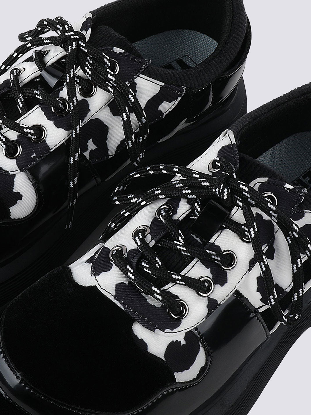 Cow-Print Buckled Platform Mary Janes
