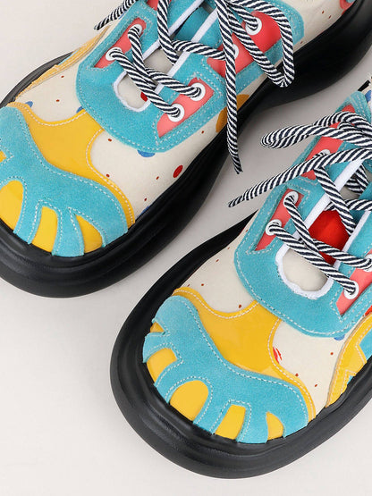 Primary-Color Graphic Platform Derby Shoes