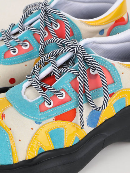 Primary-Color Graphic Platform Derby Shoes