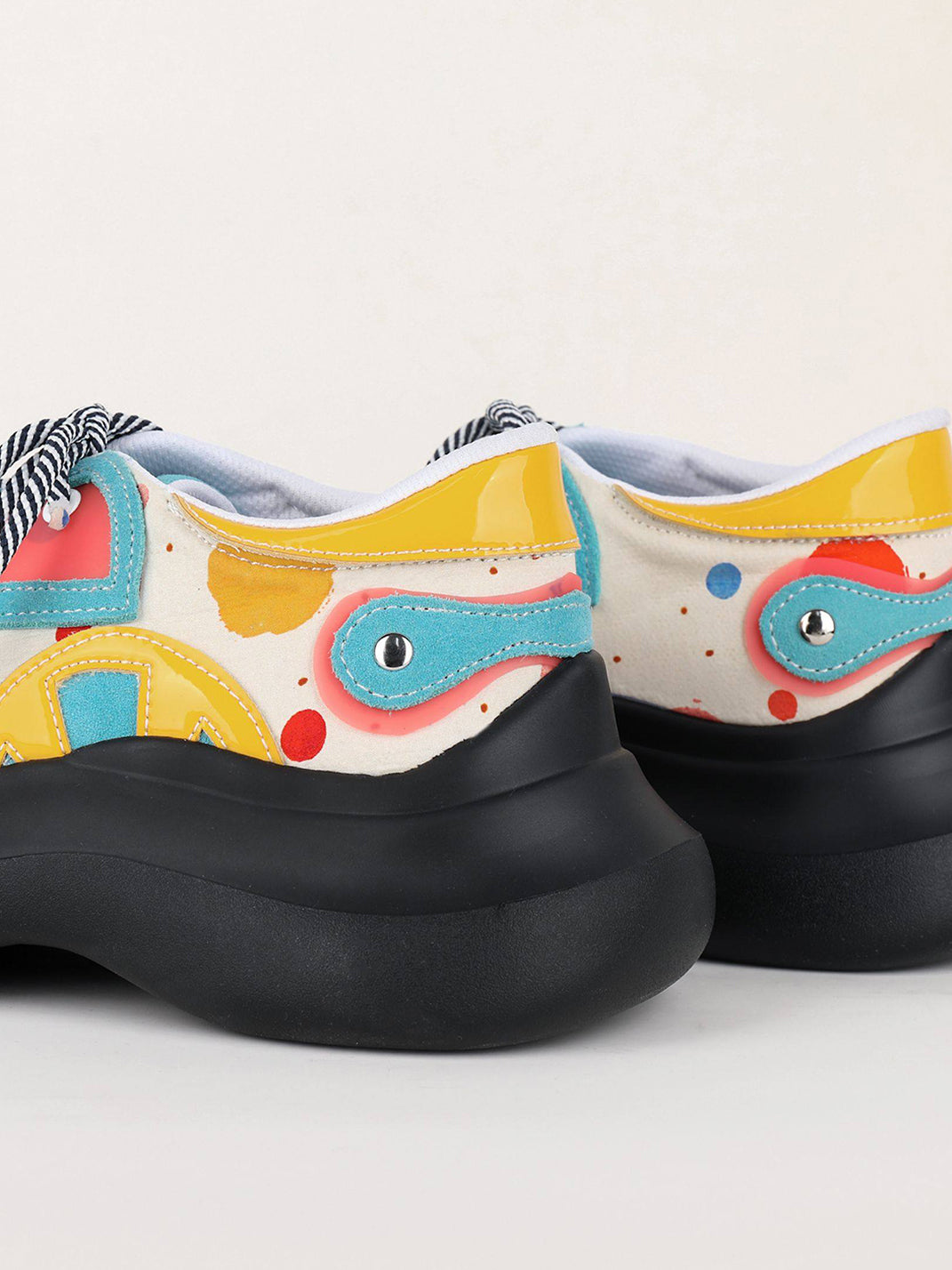 Primary-Color Graphic Platform Derby Shoes