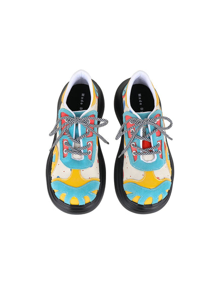 Primary-Color Graphic Platform Derby Shoes