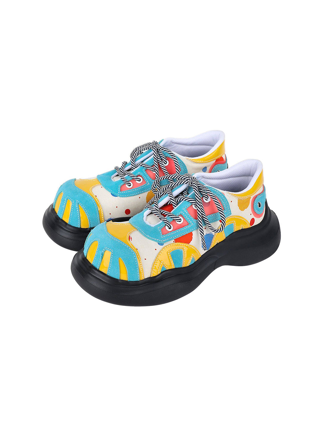Primary-Color Graphic Platform Derby Shoes