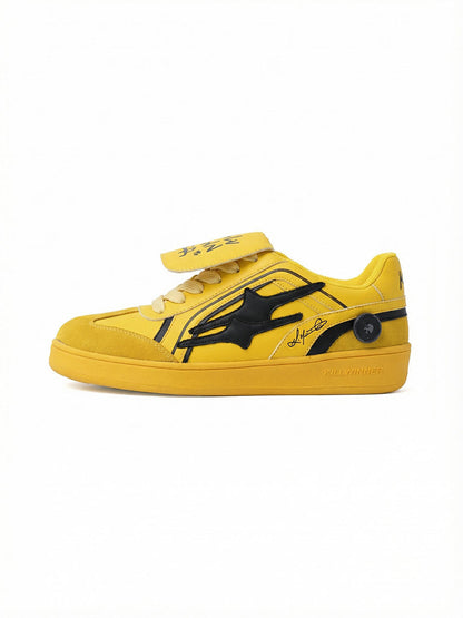Yellow Graphic Retro Trainer Sneakers