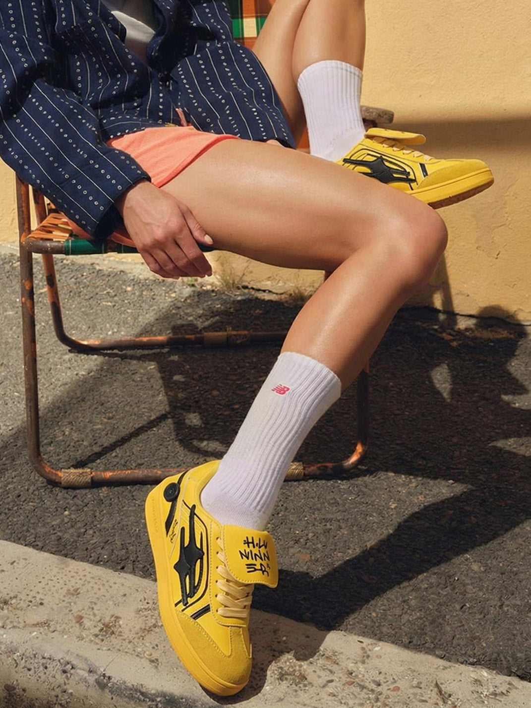 Yellow Graphic Retro Trainer Sneakers