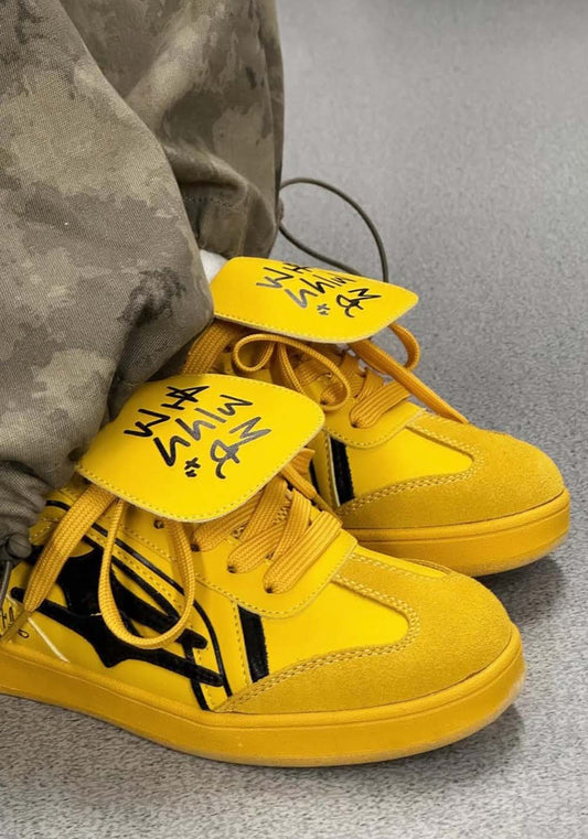 Yellow Graphic Retro Trainer Sneakers
