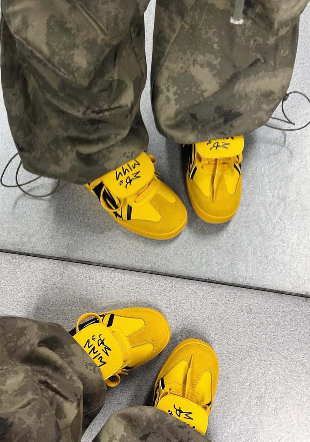 Yellow Graphic Retro Trainer Sneakers