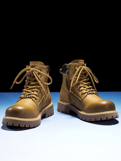 Zip-Front Lug-Sole Ankle Boots