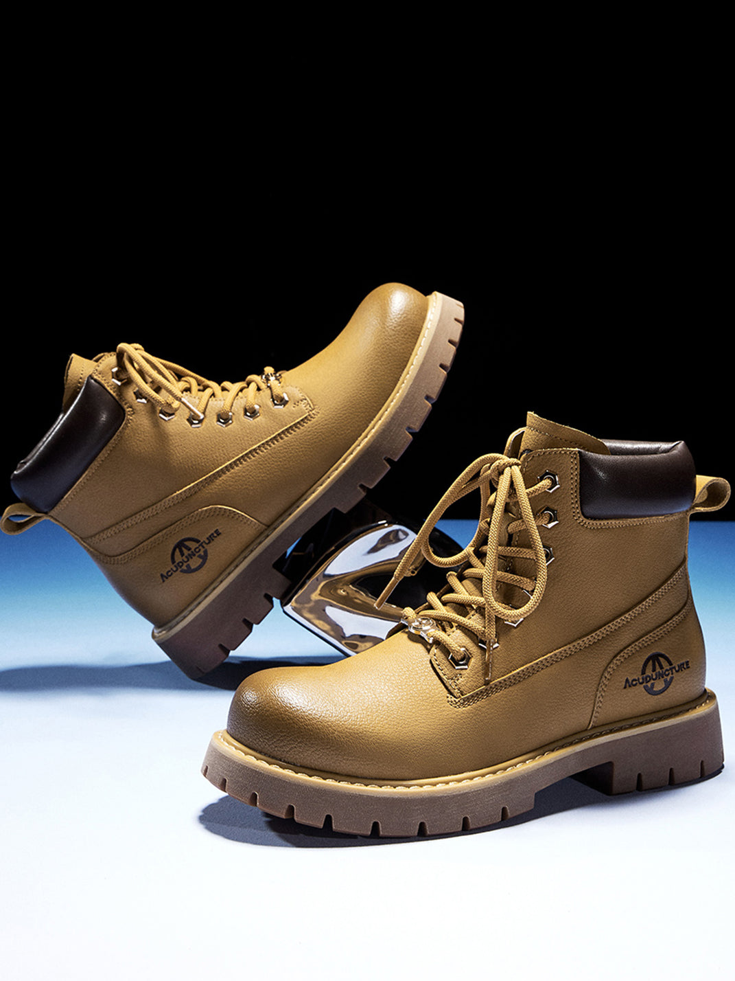 Zip-Front Lug-Sole Ankle Boots