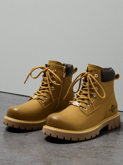 Zip-Front Lug-Sole Ankle Boots