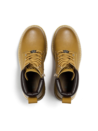 Zip-Front Lug-Sole Ankle Boots