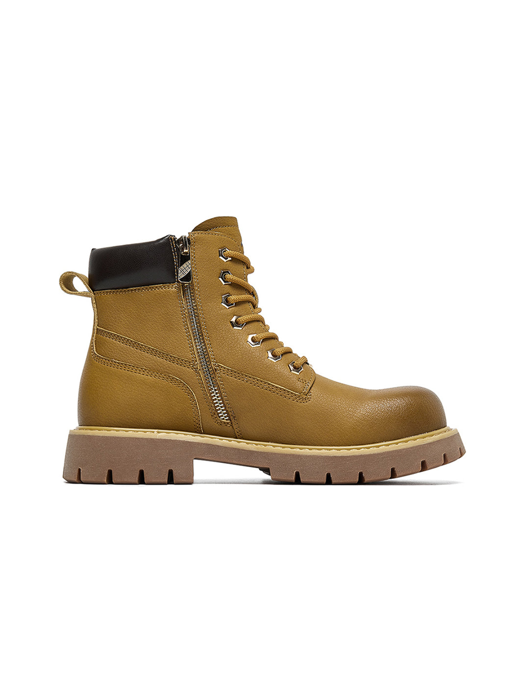 Zip-Front Lug-Sole Ankle Boots