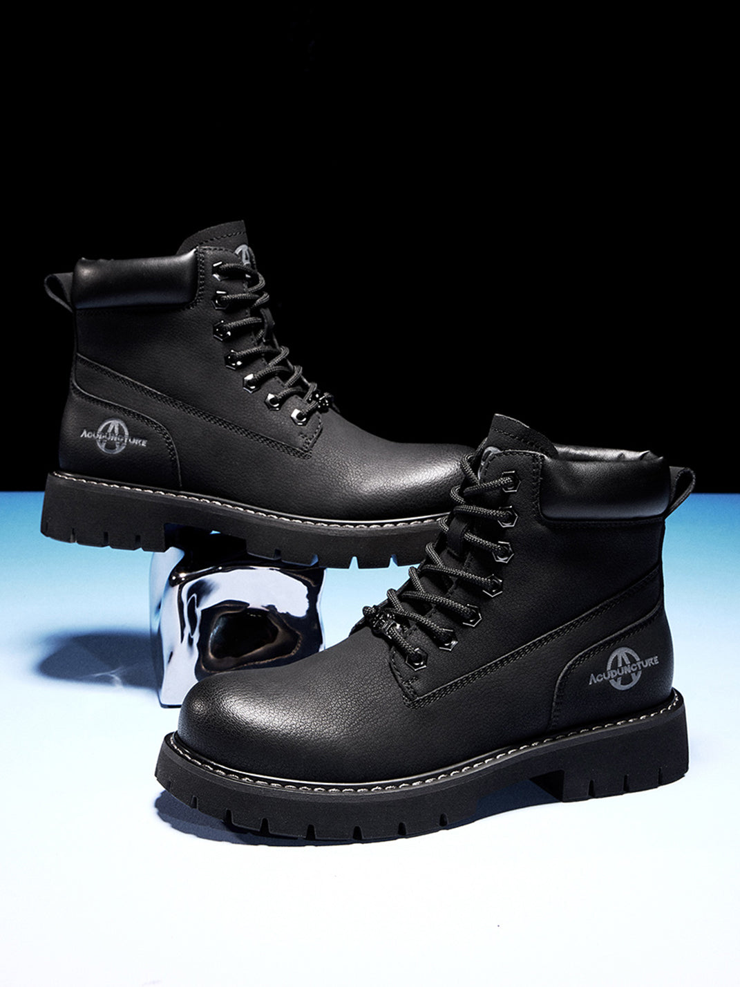 Zip-Front Lug-Sole Ankle Boots
