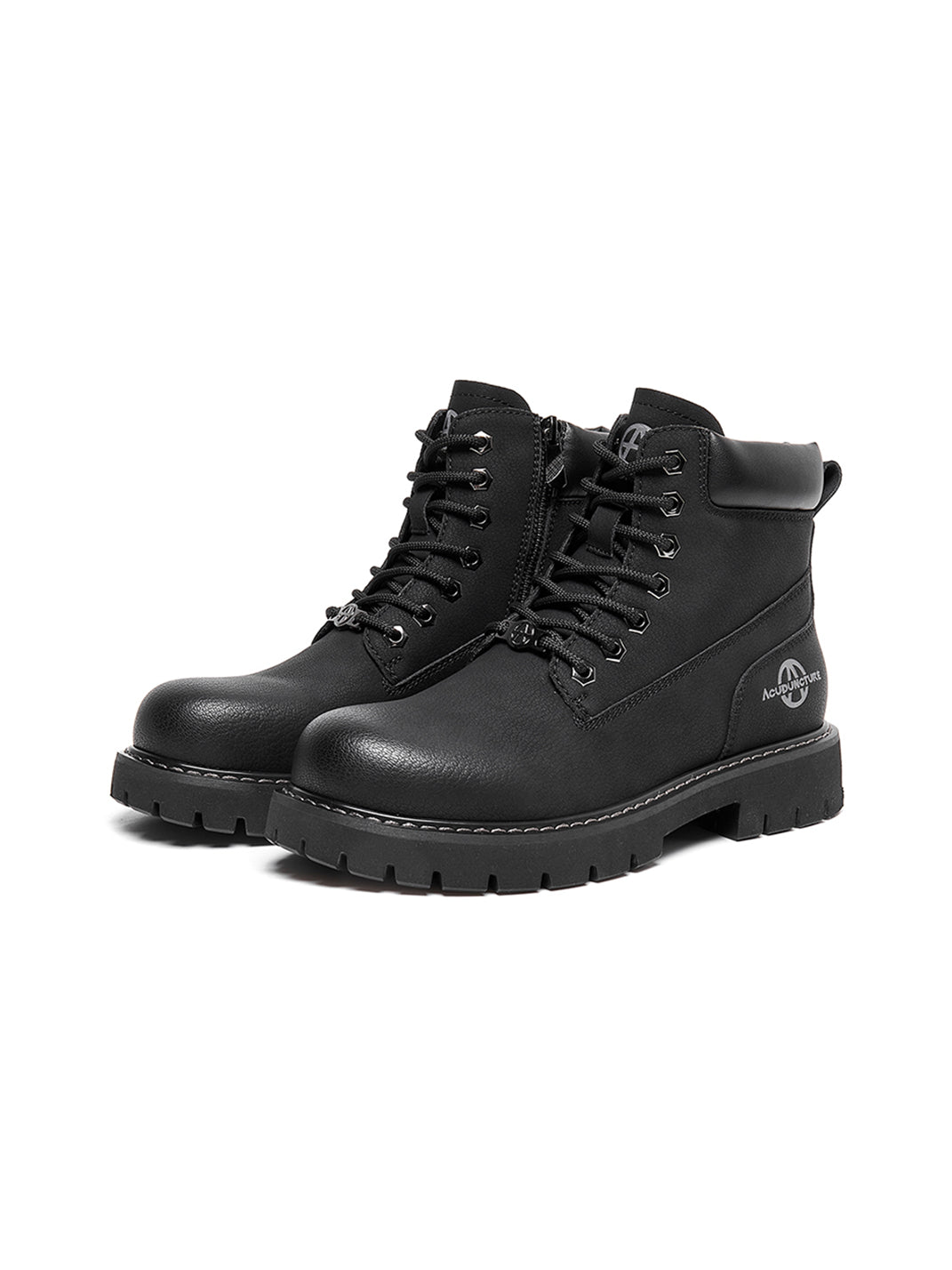 Zip-Front Lug-Sole Ankle Boots