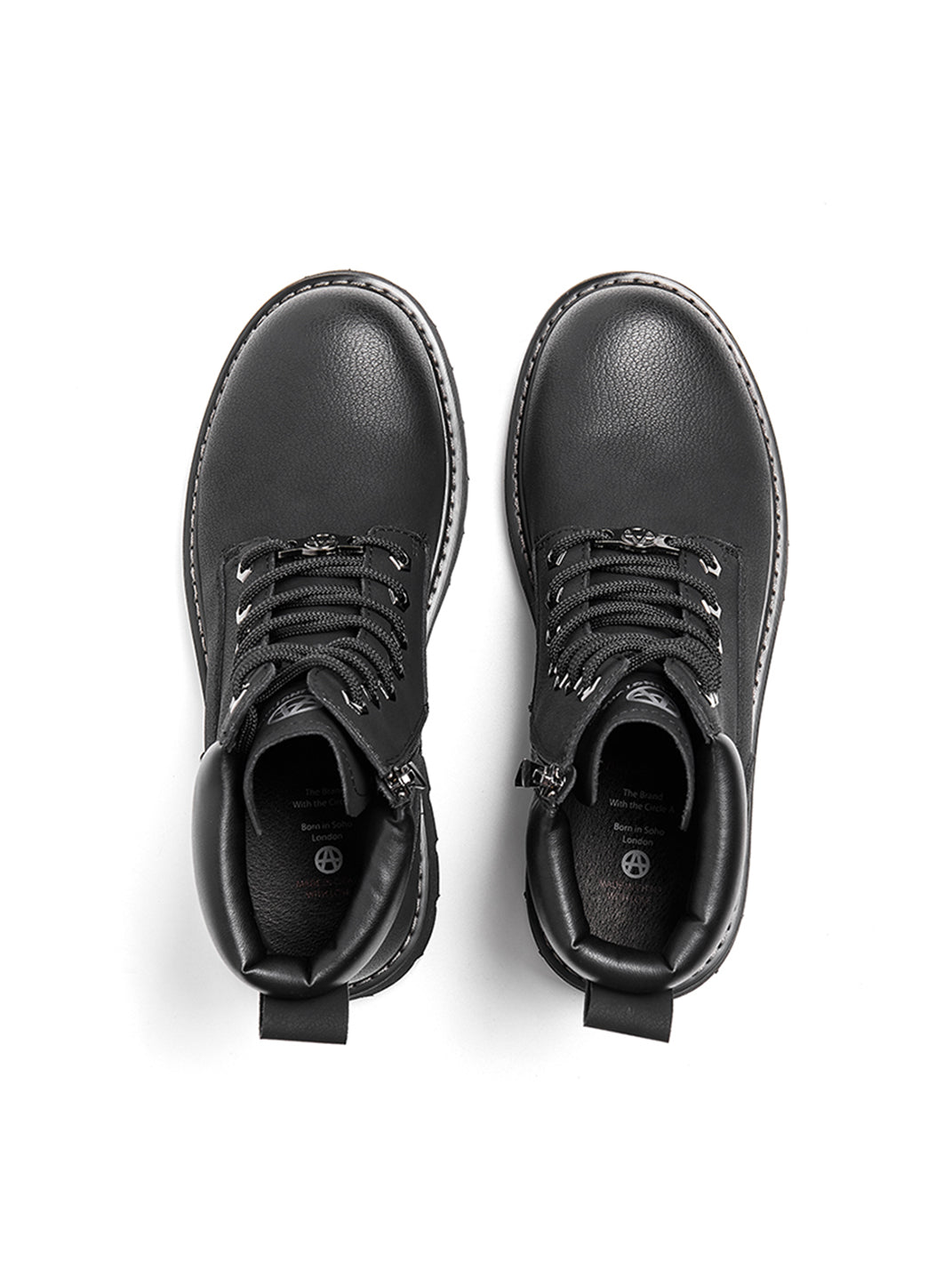 Zip-Front Lug-Sole Ankle Boots
