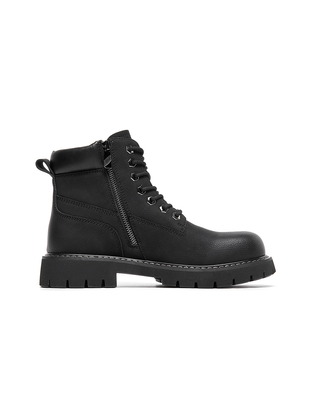 Zip-Front Lug-Sole Ankle Boots