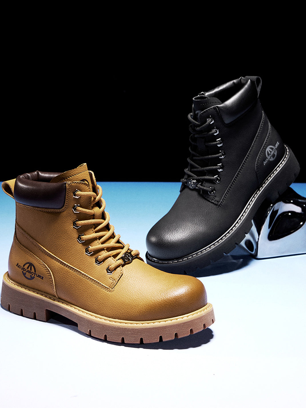 Zip-Front Lug-Sole Ankle Boots