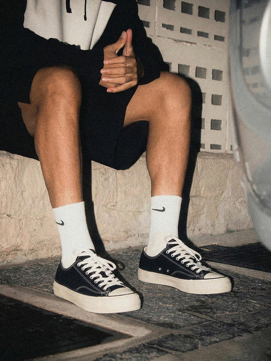 Cork-Midsole Platform Canvas Sneakers