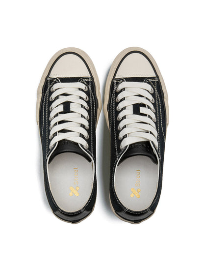 Cork-Midsole Platform Canvas Sneakers