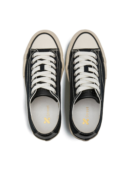 Cork-Midsole Platform Canvas Sneakers