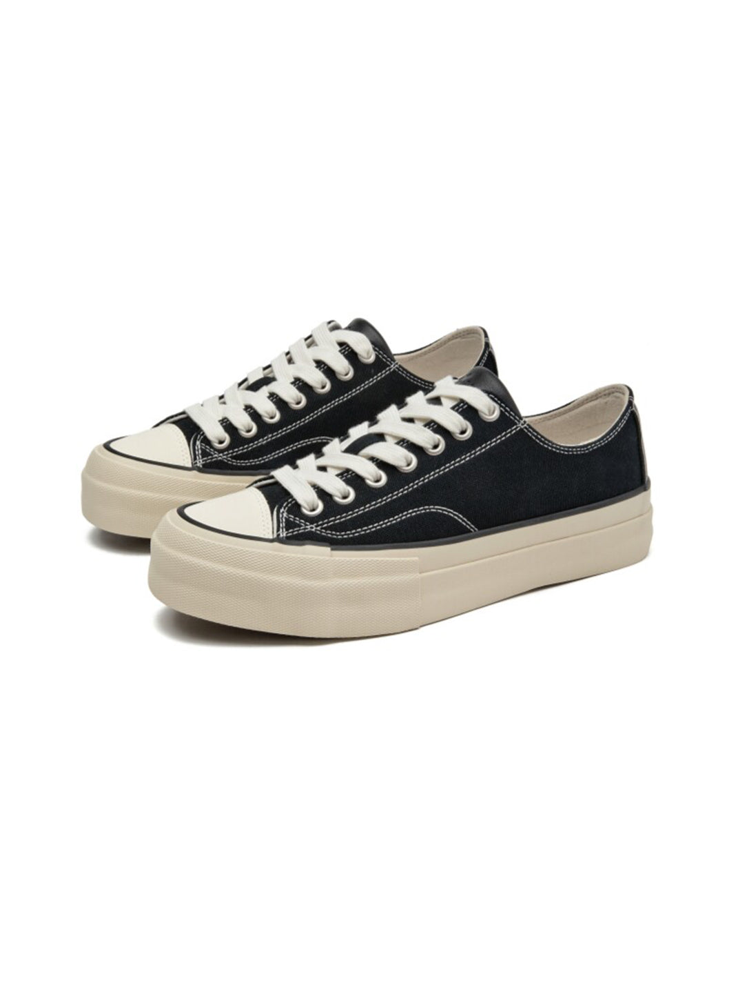 Cork-Midsole Platform Canvas Sneakers