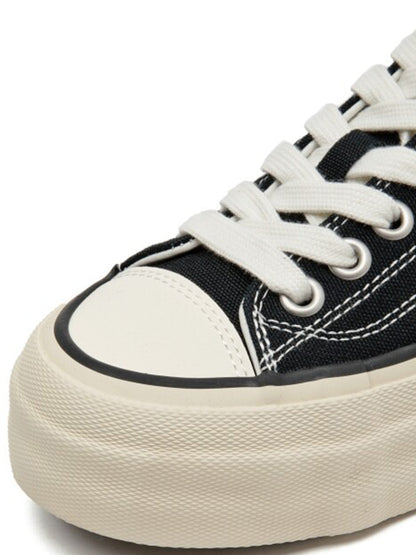 Cork-Midsole Platform Canvas Sneakers