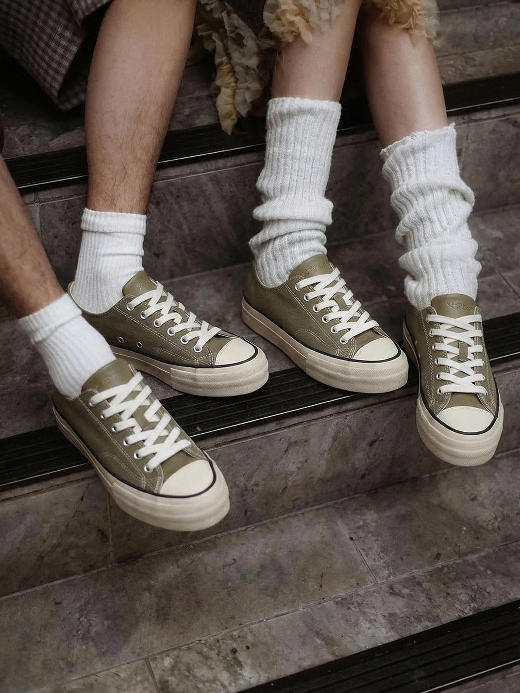 Cork-Midsole Platform Canvas Sneakers